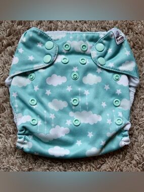 Mama Koala Mint Cloud & Star One Size Pocket Cloth Diaper